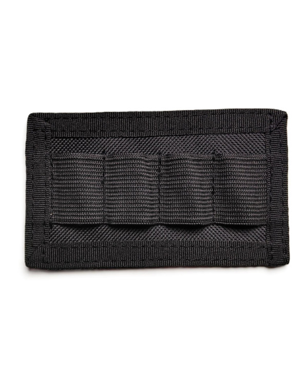 Melns pildspalvu organizators ar VELCRO, kas satur vairākas kabatas un ir piestiprināms pie somas vai jostas.