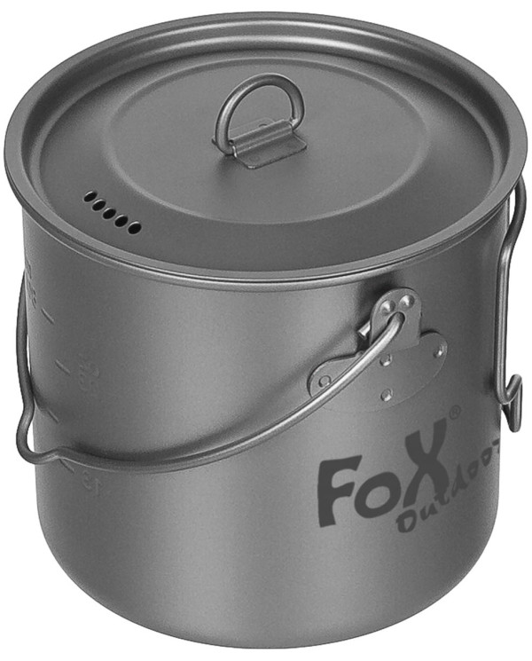 Pot, Titanium, small, with lid, folding handles, ca. 1.1 l