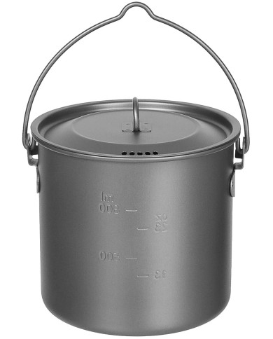 Pot, Titanium, small, with lid, folding handles, ca. 1.1 l