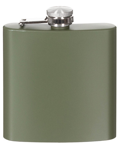 Hip Flask, Stainless Steel, OD green, 6 OZ, 170 ml