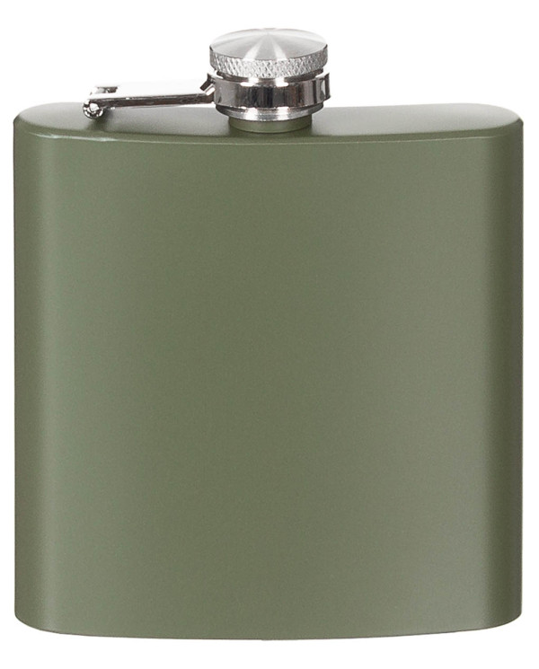 Hip Flask, Stainless Steel, OD green, 6 OZ, 170 ml