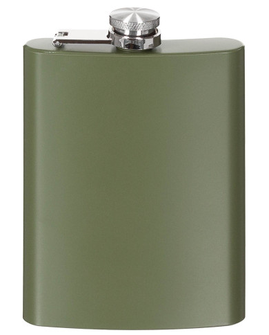 Hip Flask, Stainless Steel, OD green, 8 OZ, 225 ml