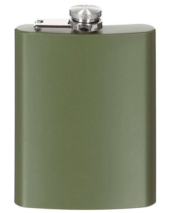 Hip Flask, Stainless Steel, OD green, 8 OZ, 225 ml