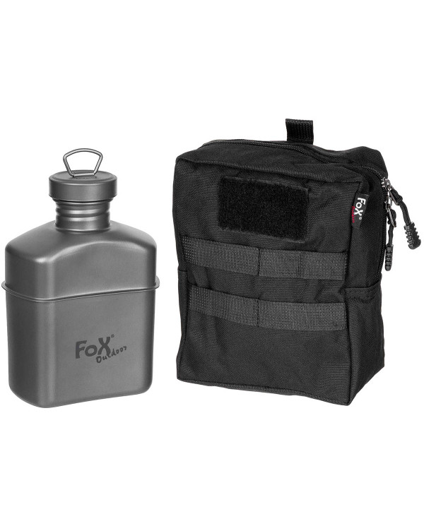 Canteen, Titanium, ca. 1 l, with bag