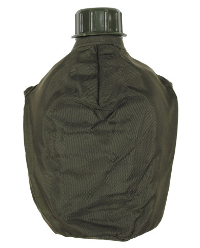 Plastic Canteen, OD green, new, 1l, with AT cover like new