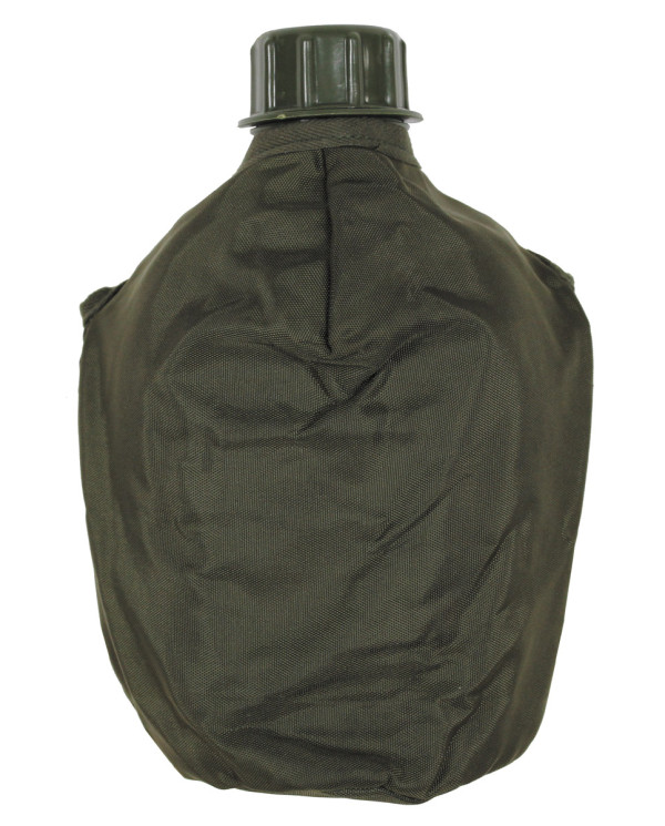 Plastic Canteen, OD green, new, 1l, with AT cover like new