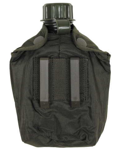 Plastic Canteen, OD green, new, 1l, with AT cover like new