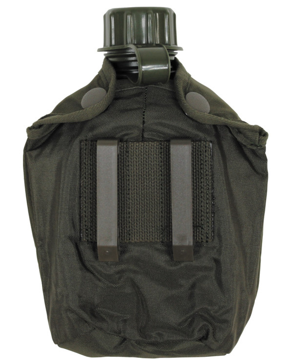 Plastic Canteen, OD green, new, 1l, with AT cover like new