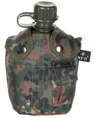 US Plastic Canteen, 1 l,  cover, flecktarn