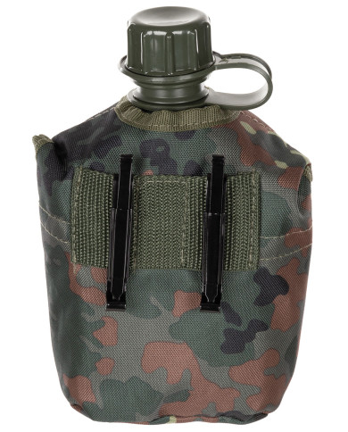 US Plastic Canteen, 1 l,  cover, flecktarn