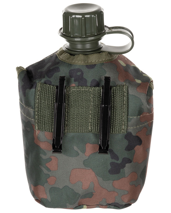 US Plastic Canteen, 1 l,  cover, flecktarn
