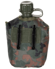 US Plastic Canteen, 1 l,  cover, flecktarn