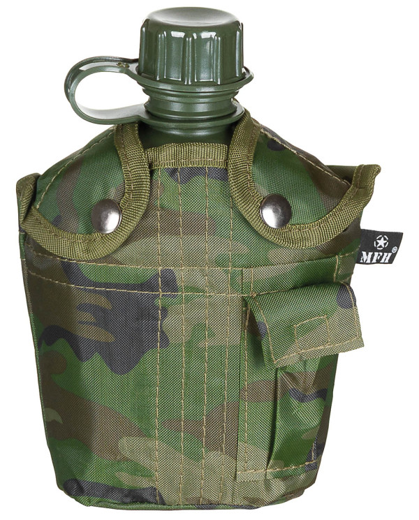 US Plastic Canteen, 1 l, cover, woodland