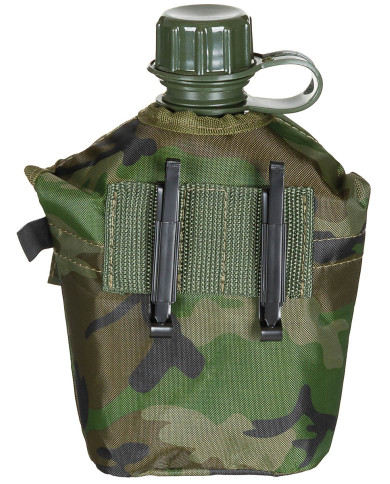 US Plastic Canteen, 1 l, cover, woodland