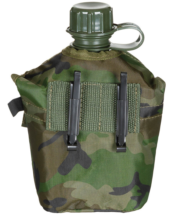 US Plastic Canteen, 1 l, cover, woodland