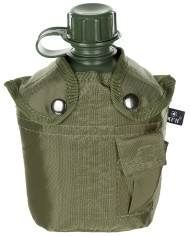 US Plastic Canteen, 1l,  cover, OD green