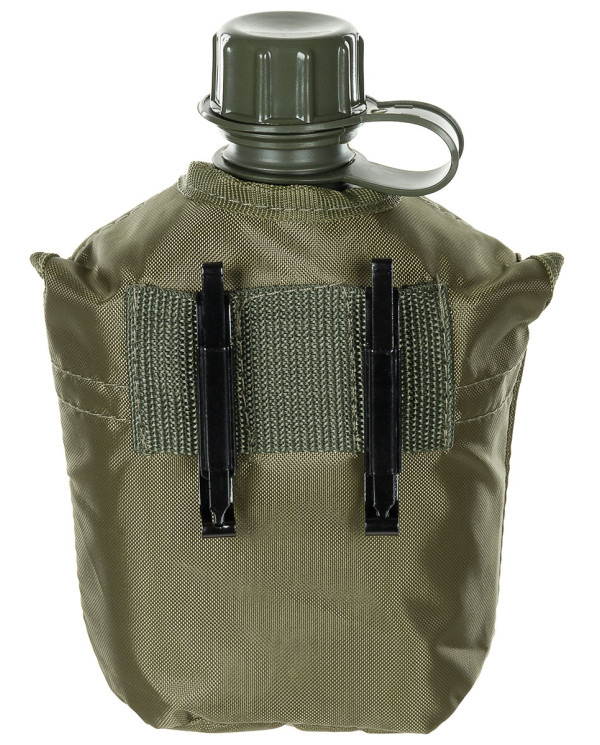 US Plastic Canteen, 1l,  cover, OD green