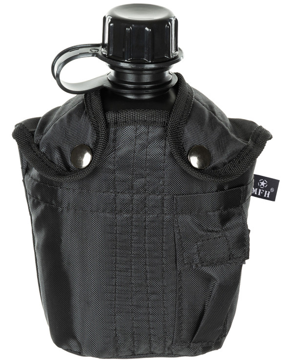 US Plastic Canteen, 1 l, cover, black