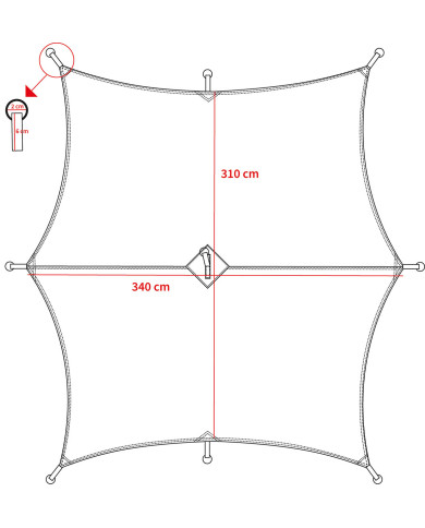 Tarpaulin, "Hexagon-Tarp",  flecktarn, ca. 340 x 310 cm