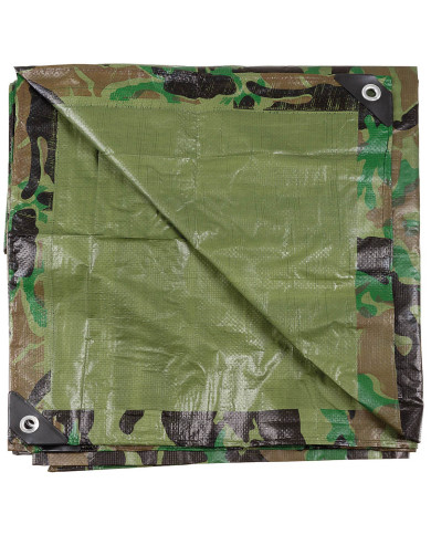 Tarpaulin, PE, woodland, metal eyelets, ca. 300 x 400 cm