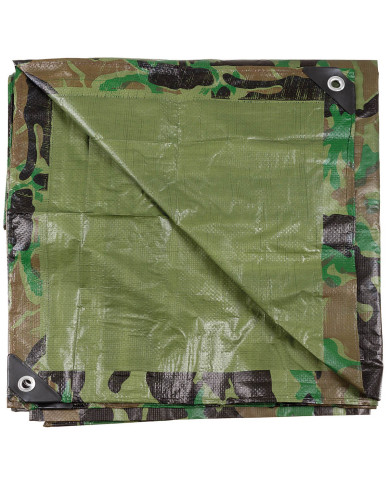 Tarpaulin, PE, woodland, metal eyelets, ca. 190 x 300 cm