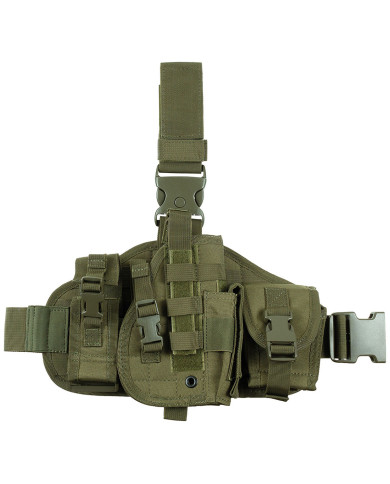 Leg Holster, "MOLLE", right, OD green, with pouches
