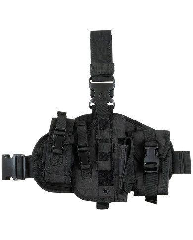 Leg Holster, "MOLLE", right, black, with pouches