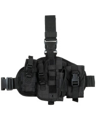 Leg Holster, "MOLLE", right, black, with pouches