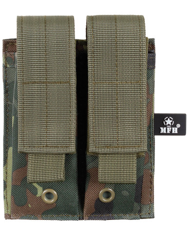 Magazine Pouch, double, small, "MOLLE", flecktarn