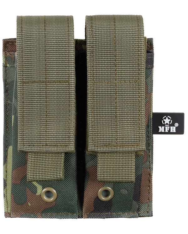Magazine Pouch, double, small, "MOLLE", flecktarn