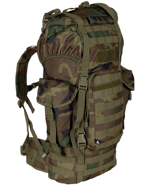 BW Combat Backpack, "MOLLE", 65 l, aluminium rod, woodland