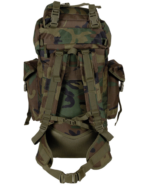 BW Combat Backpack, "MOLLE", 65 l, aluminium rod, woodland