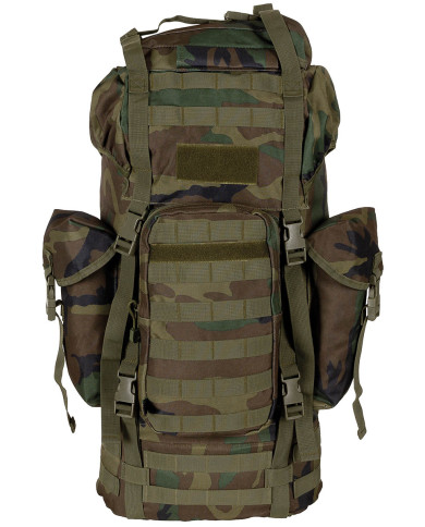 BW Combat Backpack, "MOLLE", 65 l, aluminium rod, woodland