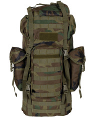 BW Combat Backpack, "MOLLE", 65 l, aluminium rod, woodland