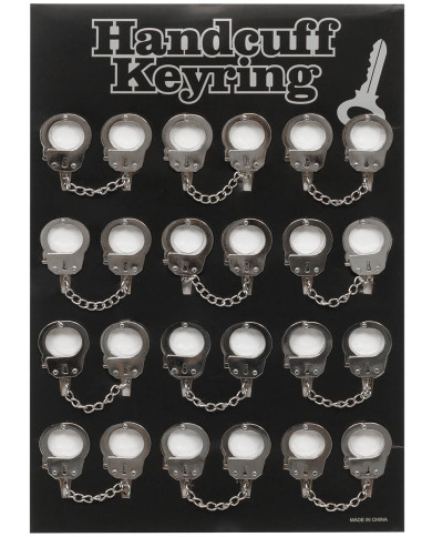 Handcuffs, silver, Metal, keychain, 12 pcs./display