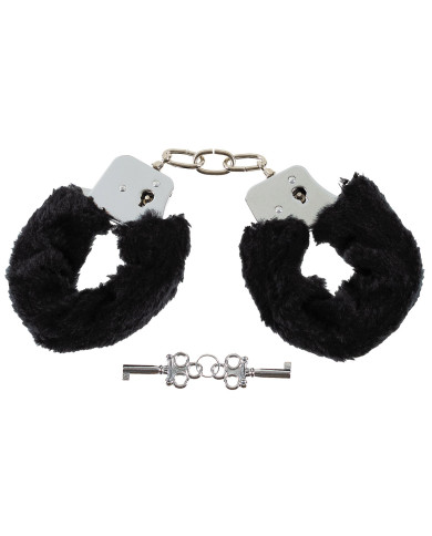 Handcuffs, 2 keys, chrome,  black plush cover