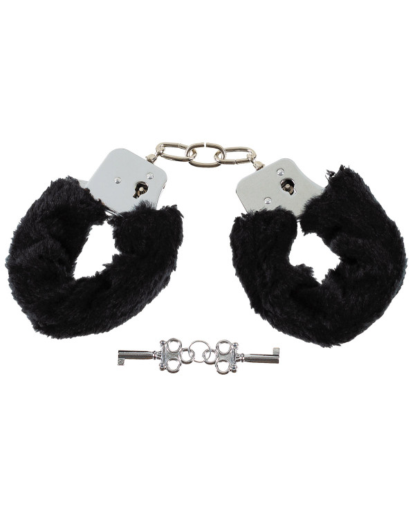 Handcuffs, 2 keys, chrome,  black plush cover