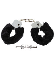 Handcuffs, 2 keys, chrome,  black plush cover