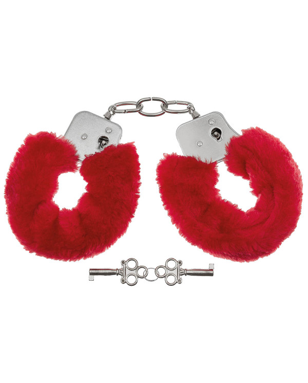 Handcuffs, 2 keys, chrome, red plush cover