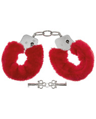 Handcuffs, 2 keys, chrome, red plush cover