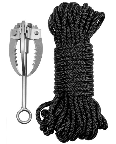 Grappling Hook, metal, foldable, with rope