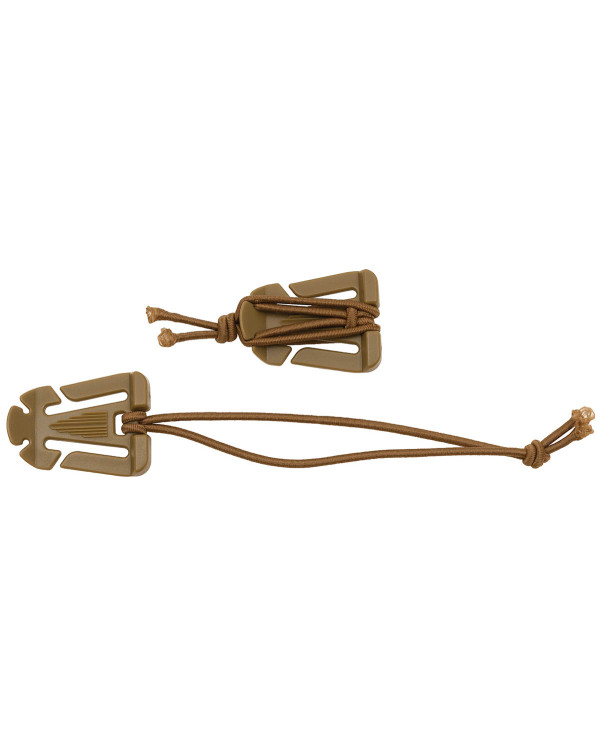 Clip with Rubber Strap, "MOLLE", coyote tan, 2-pack
