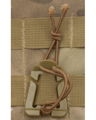 Clip with Rubber Strap, "MOLLE", coyote tan, 2-pack