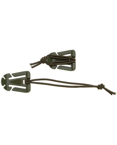 Clip with Rubber Strap, "MOLLE", OD green, 2-pack