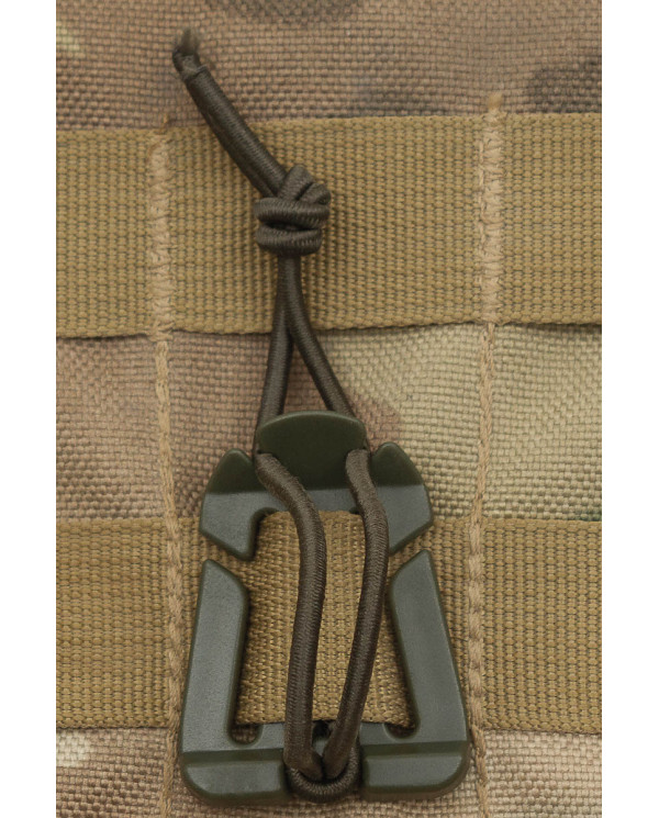 Clip with Rubber Strap, "MOLLE", OD green, 2-pack