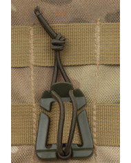 Clip with Rubber Strap, "MOLLE", OD green, 2-pack