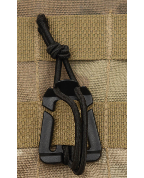 Clip with Rubber Strap, "MOLLE", black, 2-pack