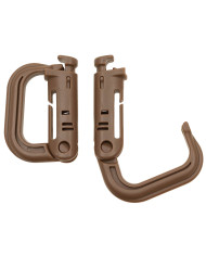 Carabiner, Plastic, "MOLLE", coyote tan, 2-pack
