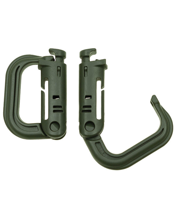 Carabiner, Plastic, "MOLLE", OD green, 2-pack