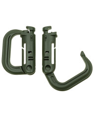 Carabiner, Plastic, "MOLLE", OD green, 2-pack